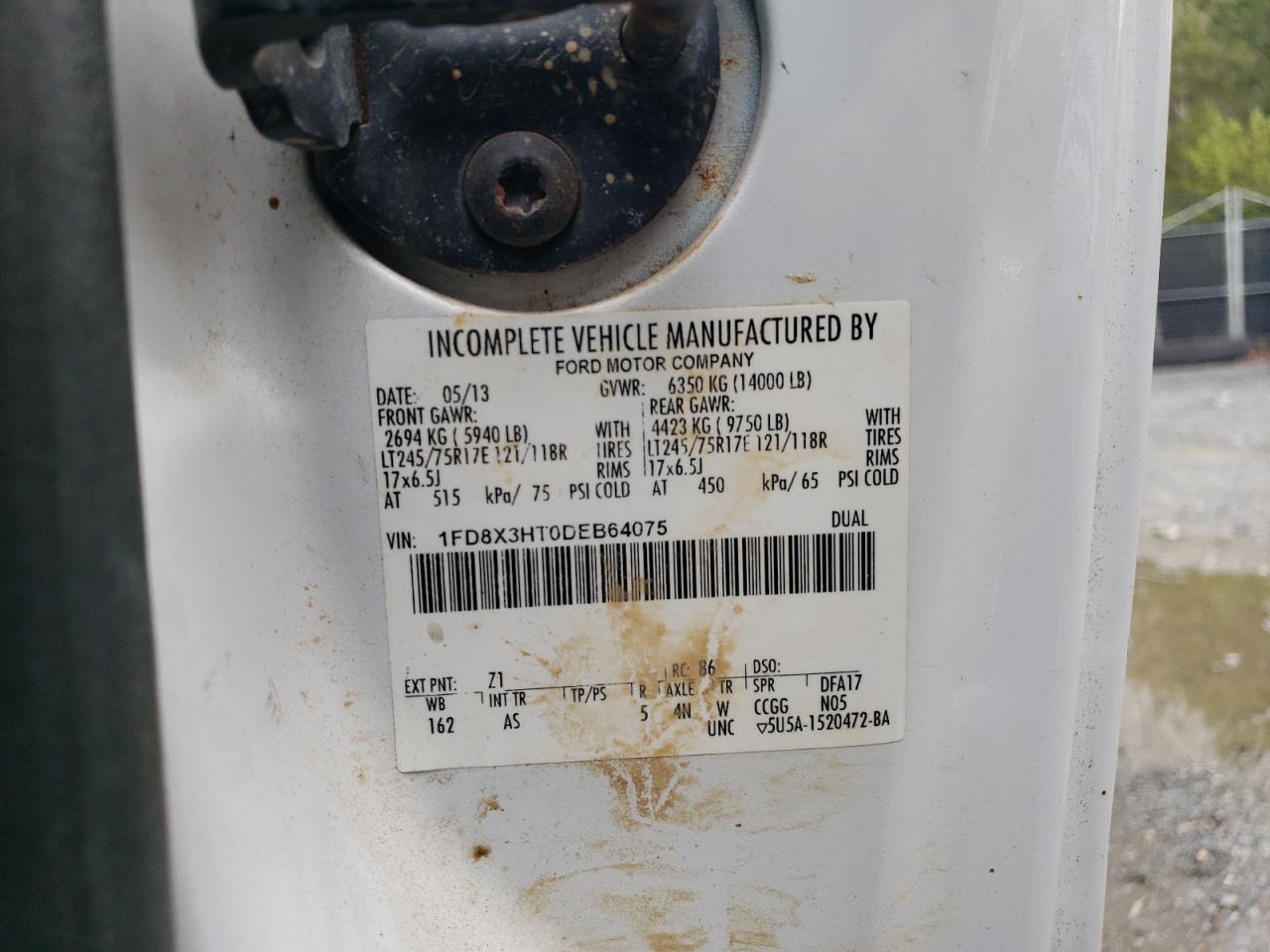 1FD8X3HT0DEB64075 2013 Ford F350 Super Duty