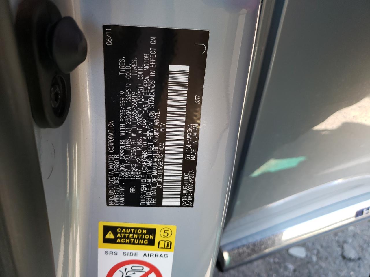 JTJBC1BA5B2421423 2011 Lexus Rx 450