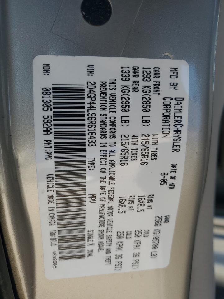 2D4GP44L96R616433 2006 Dodge Grand Caravan Sxt