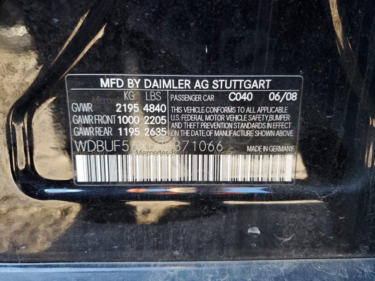 WDBUF56X69B371066 2009 Mercedes-Benz E 350