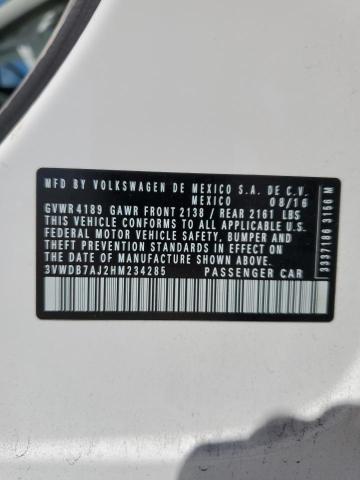 2017 Volkswagen Jetta Se VIN: 3VWDB7AJ2HM234285 Lot: 51250534