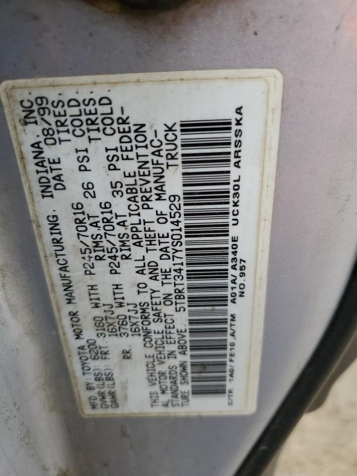 5TBRT3417YS014529 2000 Toyota Tundra Access Cab