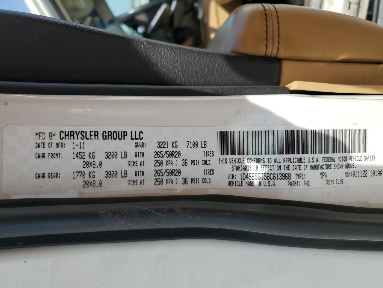 1D4SE5GT5BC613968 2011 Dodge Durango Citadel