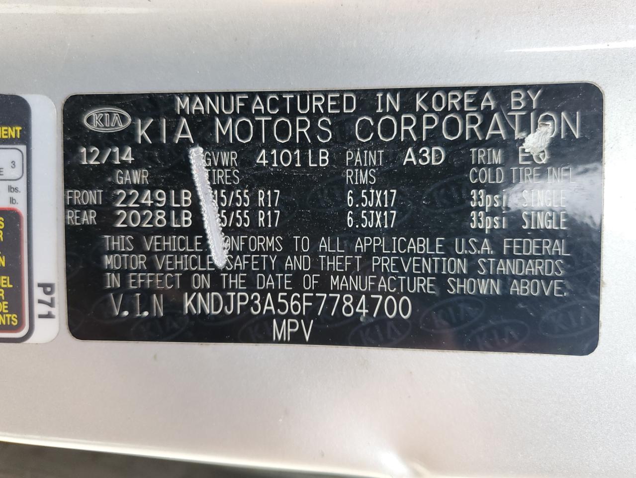 KNDJP3A56F7784700 2015 Kia Soul +