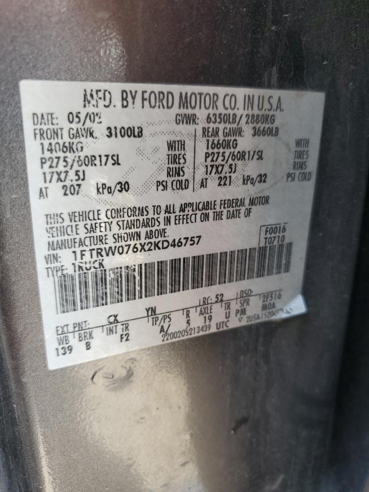 1FTRW076X2KD46757 2002 Ford F150 Supercrew