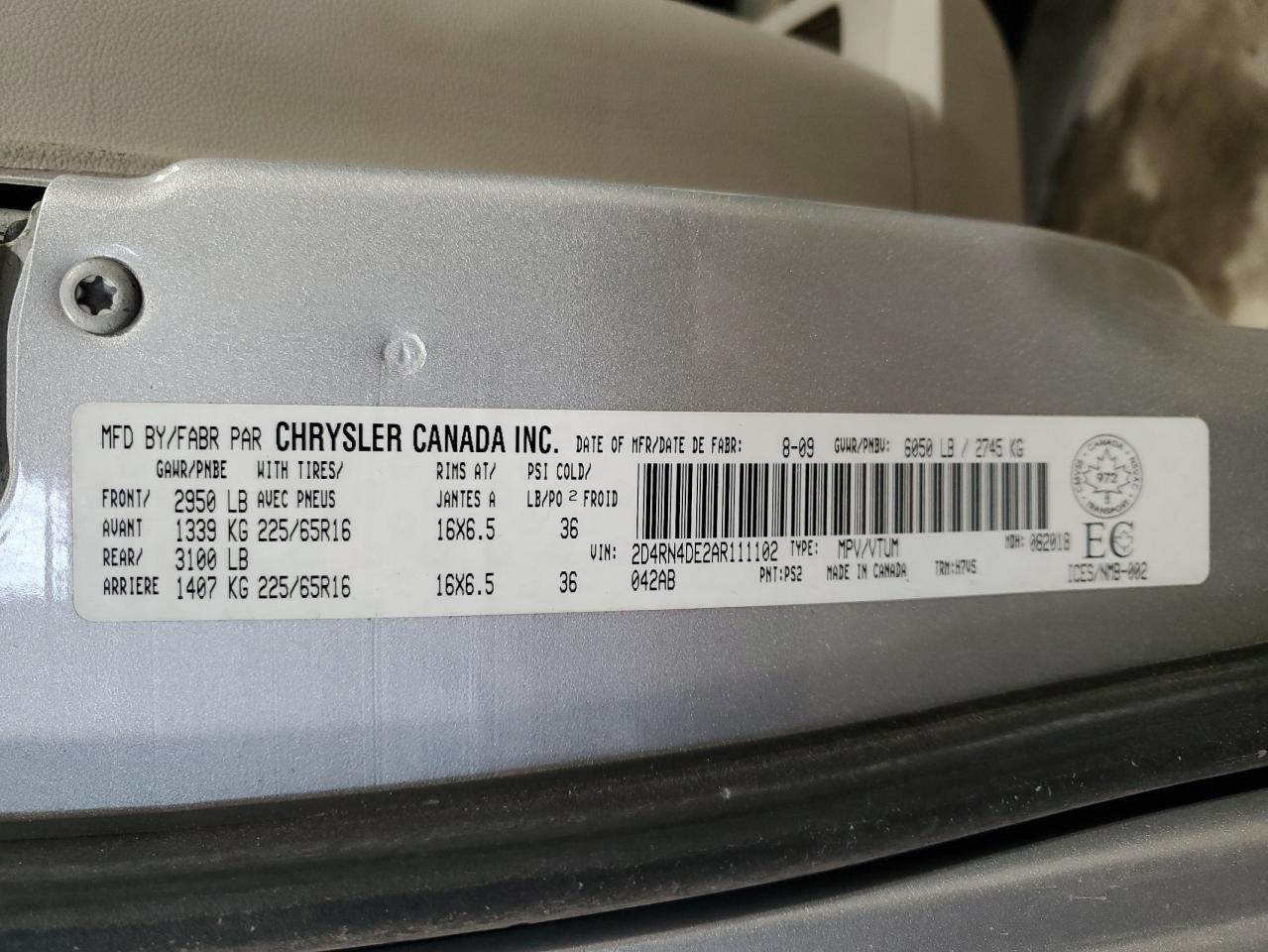 2D4RN4DE2AR111102 2010 Dodge Grand Caravan Se