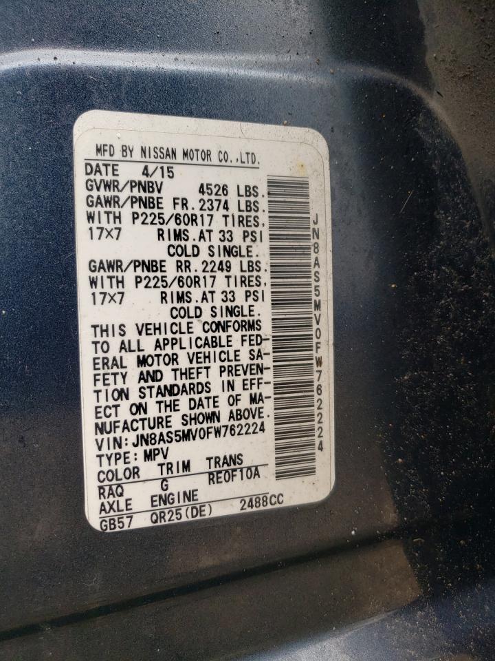 JN8AS5MV0FW762224 2015 Nissan Rogue Select S