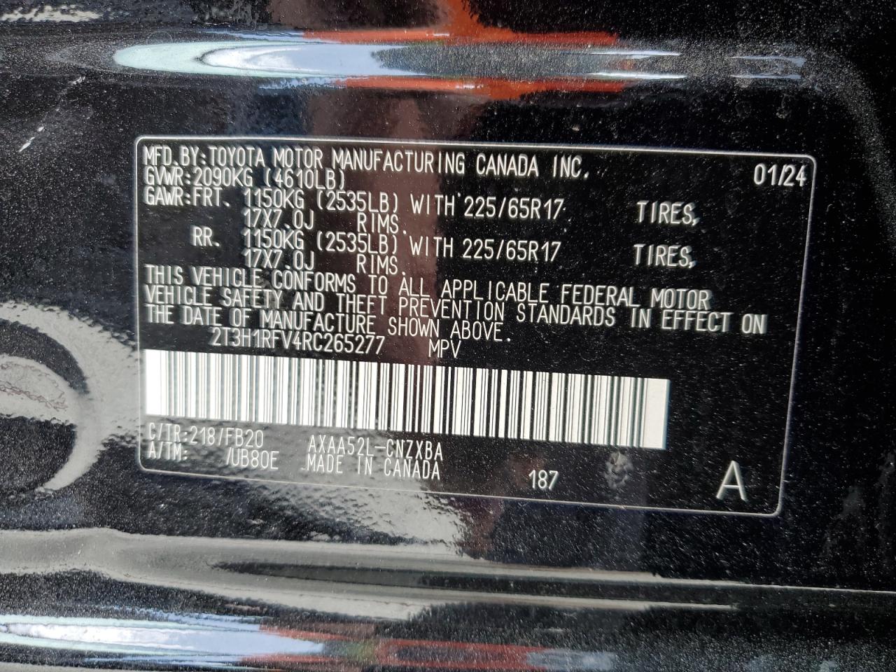 2T3H1RFV4RC265277 2024 Toyota Rav4 Le