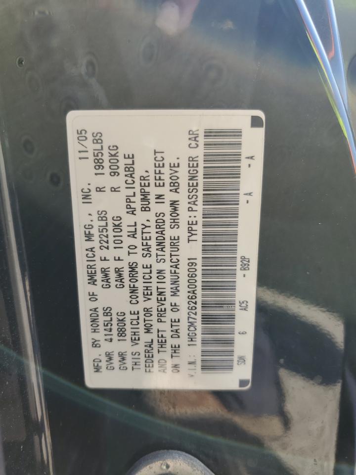 1HGCM72626A006091 2006 Honda Accord Ex