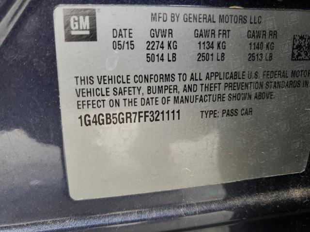 2015 Buick Lacrosse VIN: 1G4GB5GR7FF321111 Lot: 43394534