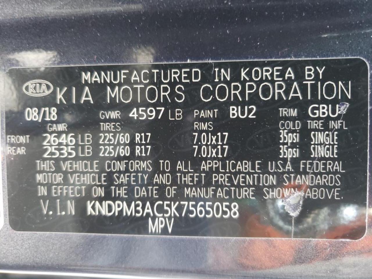 KNDPM3AC5K7565058 2019 Kia Sportage Lx