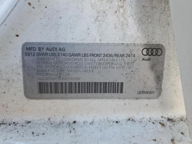 2013 Audi A4 Premium Plus VIN: WAUEFAFL5DN024599 Lot: 51213464