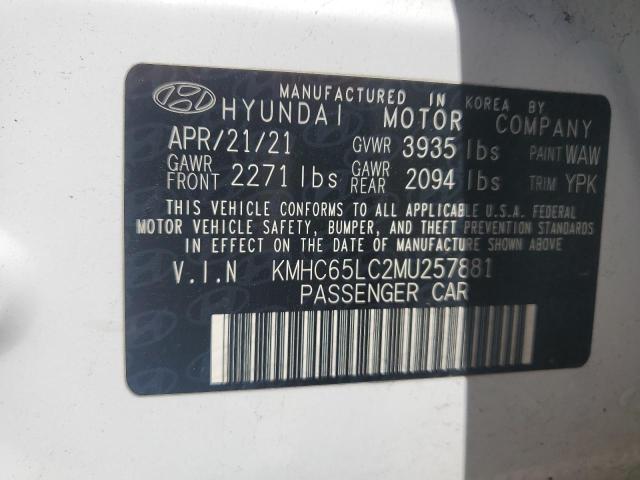 2021 Hyundai Ioniq Blue VIN: KMHC65LC2MU257881 Lot: 52999334