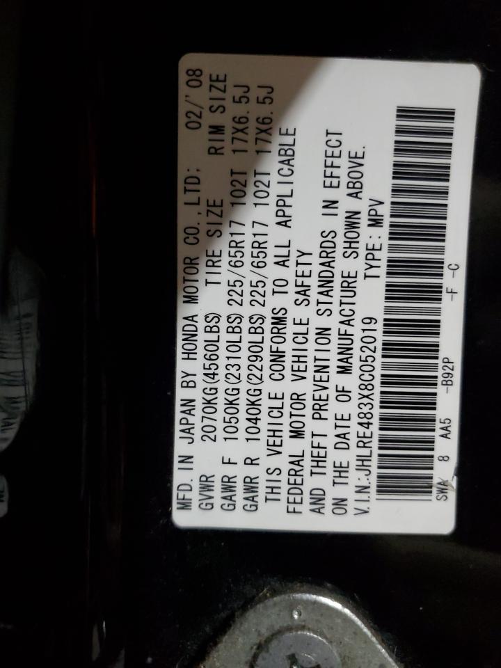 JHLRE483X8C052019 2008 Honda Cr-V Lx