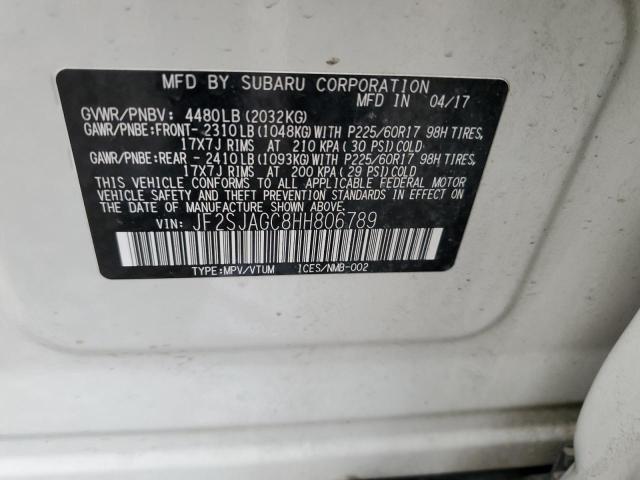 2017 Subaru Forester 2.5I Premium VIN: JF2SJAGC8HH806789 Lot: 49993564