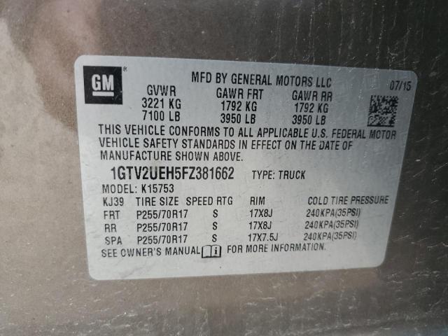 2015 GMC Sierra K1500 Sle VIN: 1GTV2UEH5FZ381662 Lot: 52926424