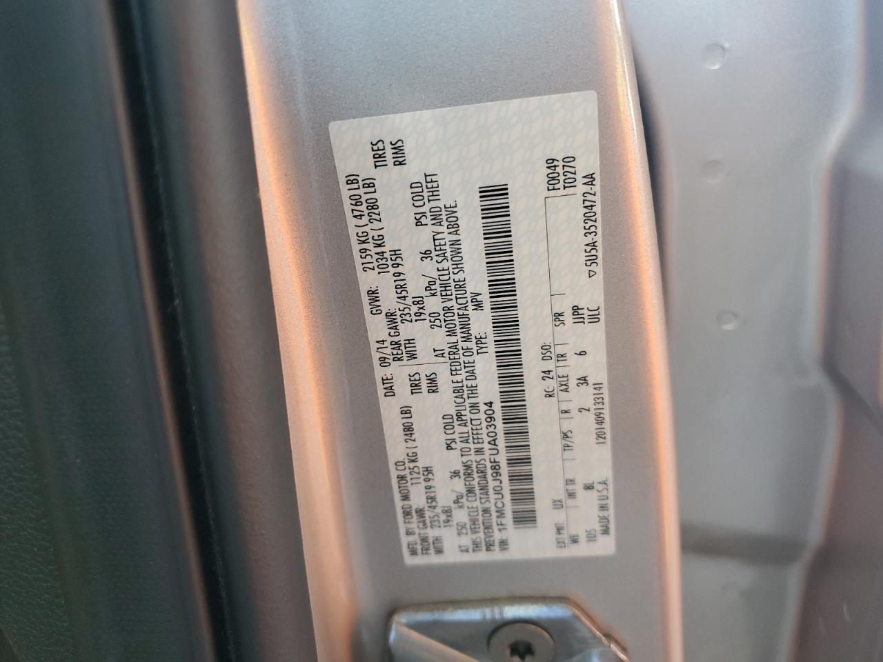 1FMCU0J98FUA03904 2015 Ford Escape Titanium