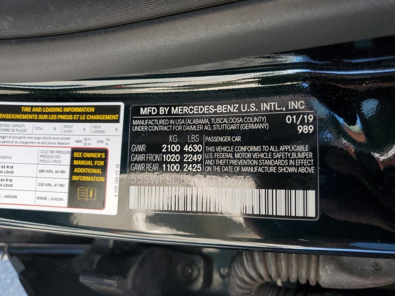 55SWF8DB6KU310675 2019 Mercedes-Benz C 300