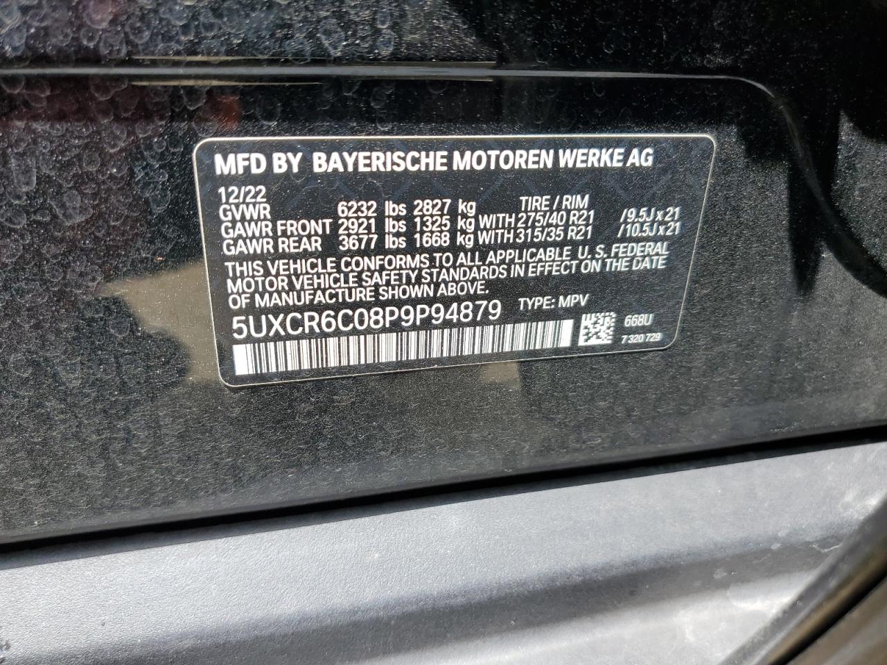 5UXCR6C08P9P94879 2023 BMW X5 xDrive40I