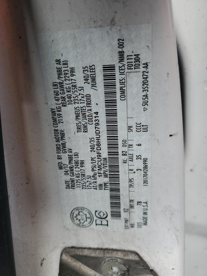 1FMCU9FD8HUD79314 2017 Ford Escape S