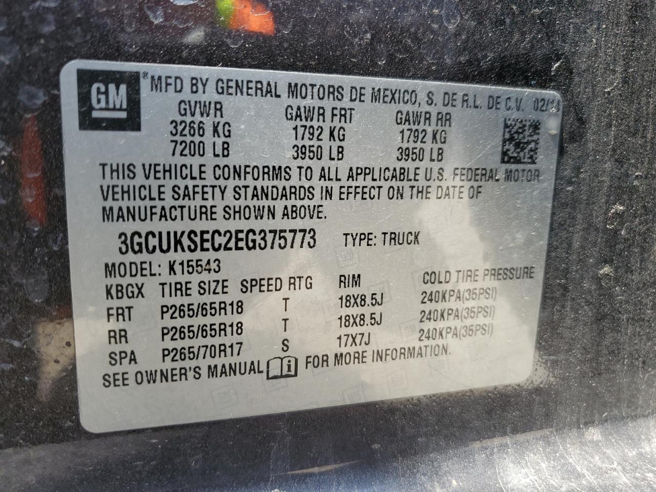 3GCUKSEC2EG375773 2014 Chevrolet Silverado K1500 Ltz