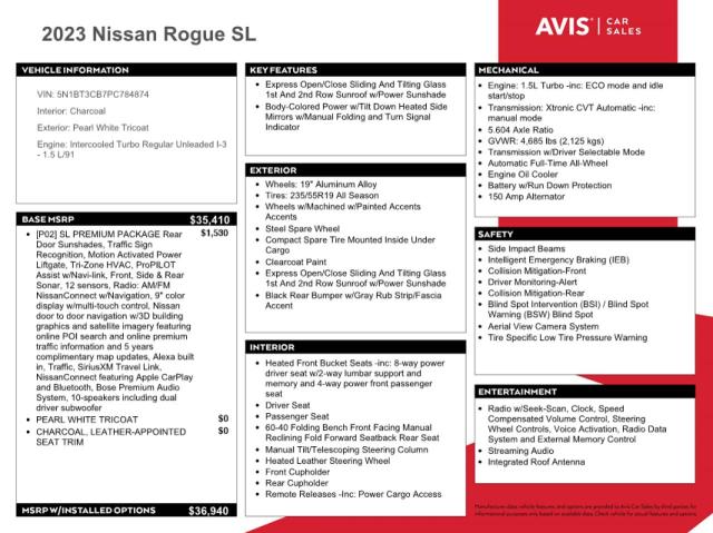 2023 NISSAN ROGUE SL - 5N1BT3CB7PC784874