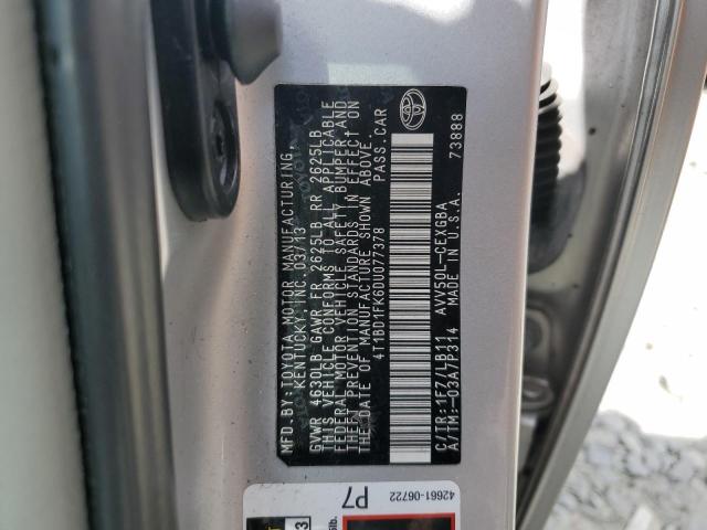 VIN 4T1BD1FK6DU077378 2013 Toyota Camry, Hybrid no.12