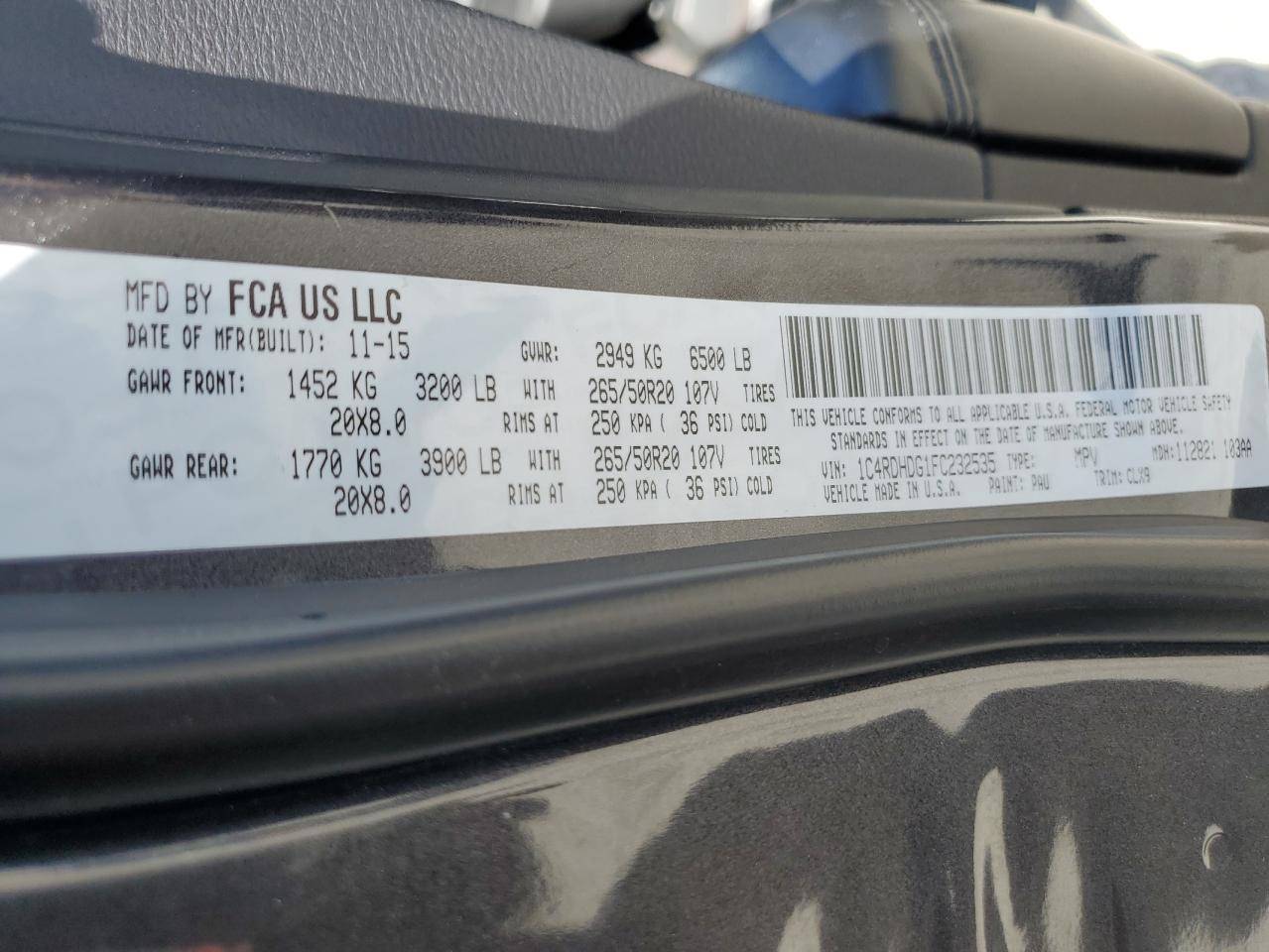 2015 Dodge Durango Limited vin: 1C4RDHDG1FC232535