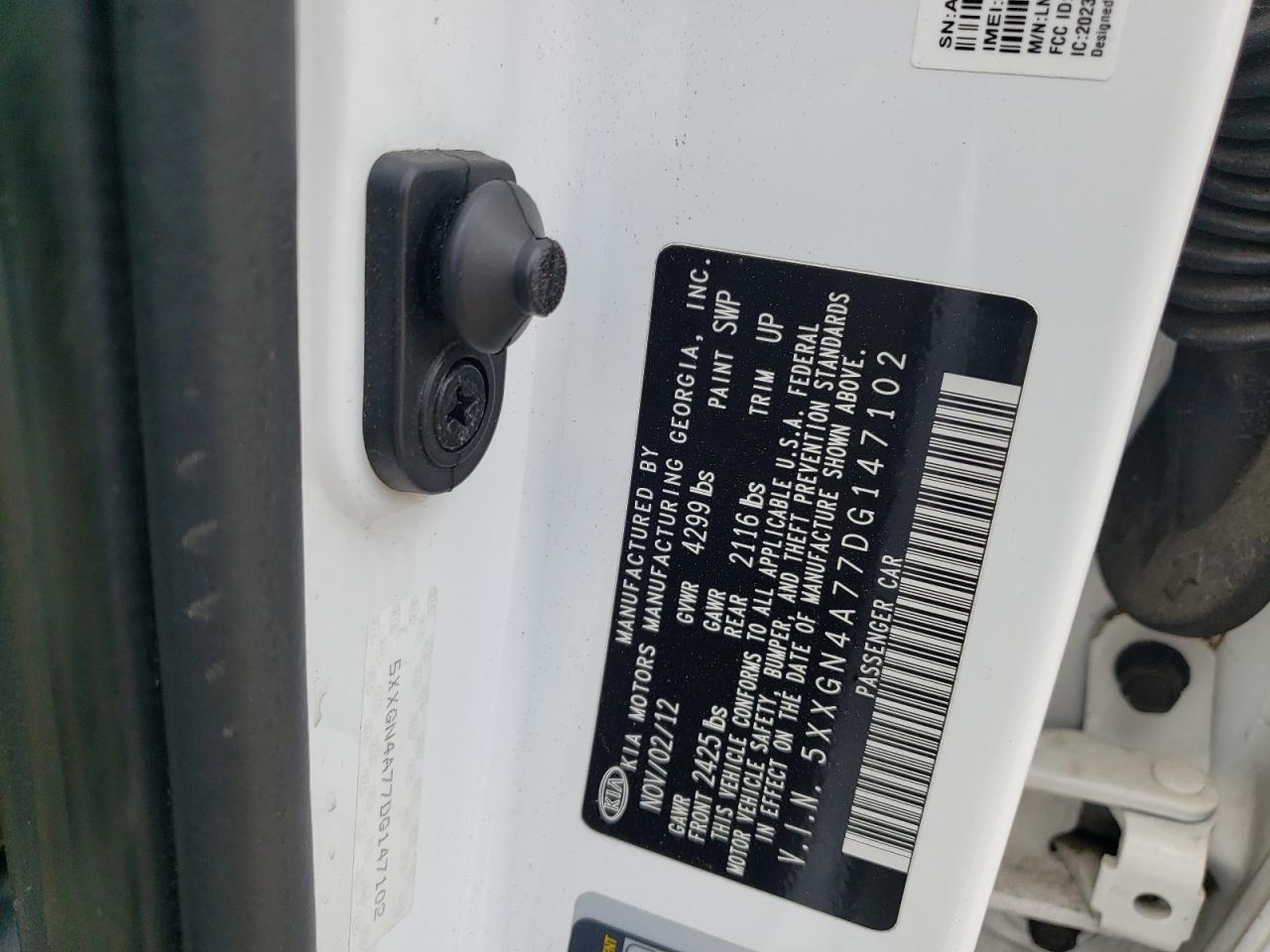 5XXGN4A77DG147102 2013 Kia Optima Ex