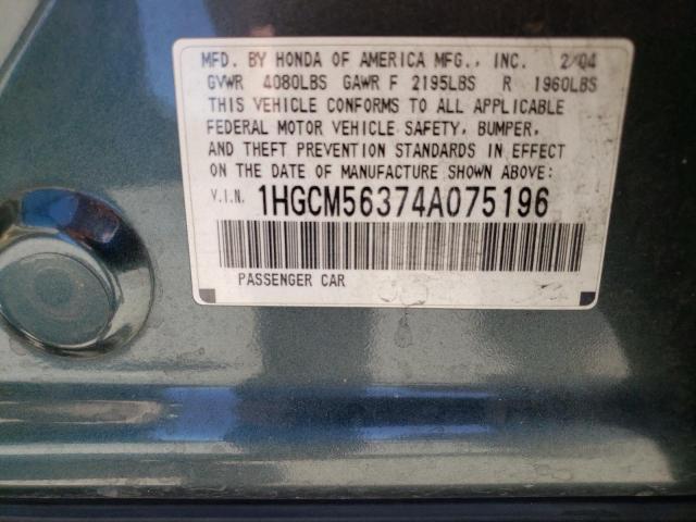 2004 Honda Accord Lx VIN: 1HGCM56374A075196 Lot: 50300214