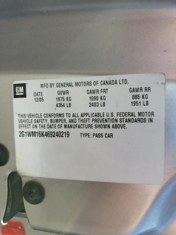 2006 Chevrolet Monte Carlo Lt VIN: 2G1WM16K469240219 Lot: 52683294