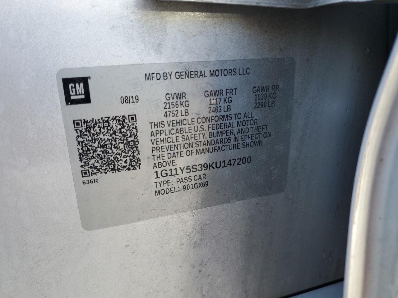 1G11Y5S39KU147200 2019 Chevrolet Impala Ls