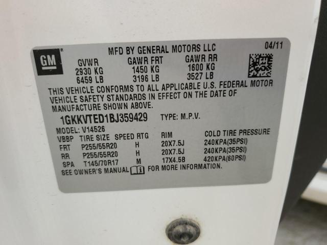 2011 GMC Acadia Denali VIN: 1GKKVTED1BJ359429 Lot: 50819044