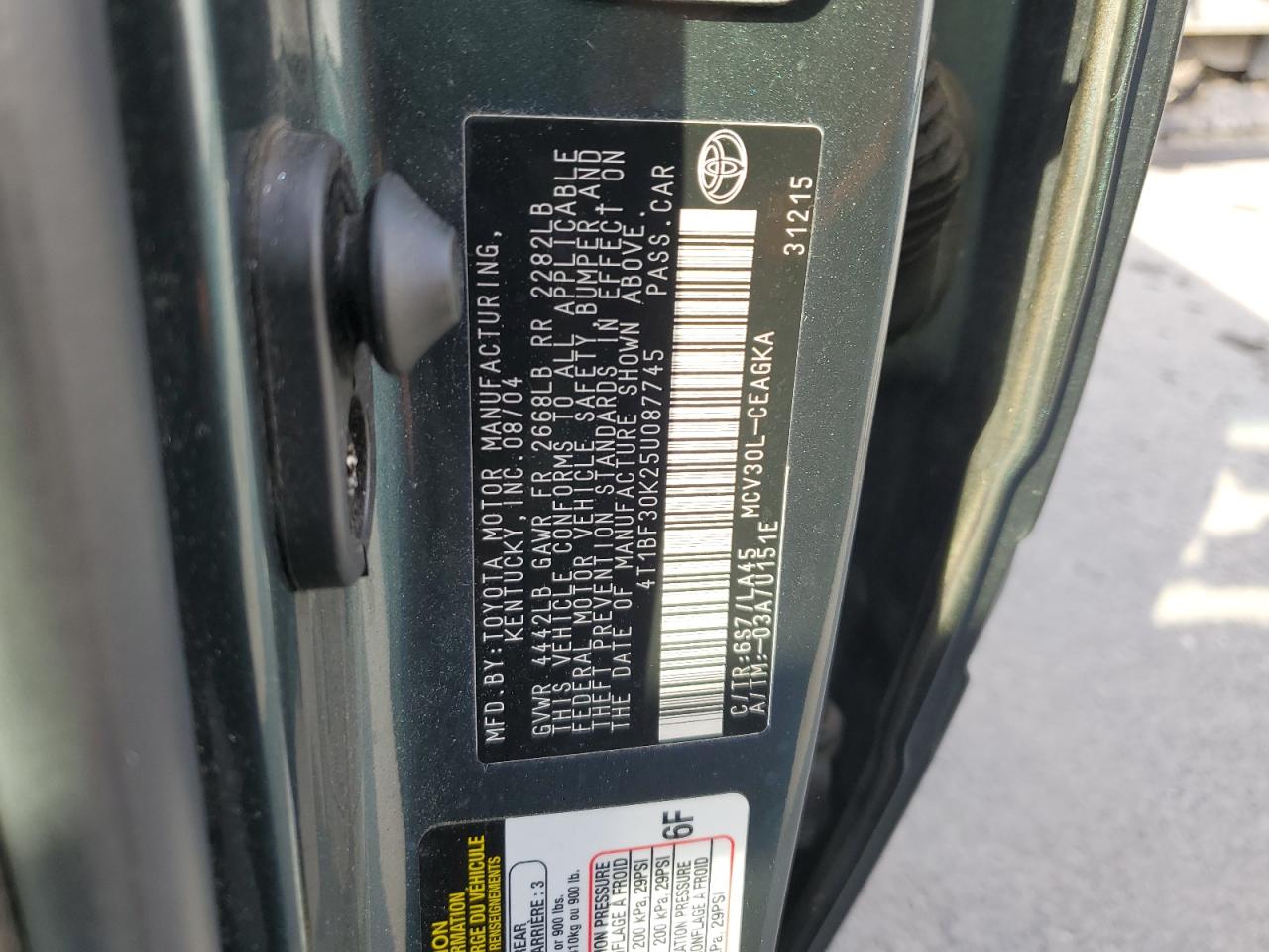 4T1BF30K25U087745 2005 Toyota Camry Le