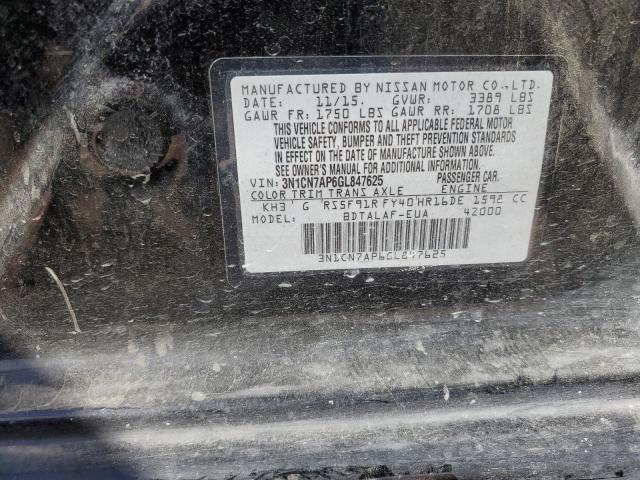 2016 Nissan Versa S VIN: 3N1CN7AP6GL847625 Lot: 48900774