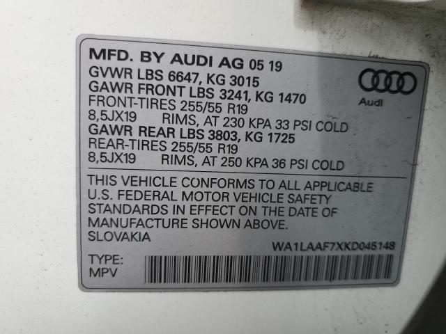 VIN WA1LAAF7XKD045148 2019 Audi Q7, Premium Plus no.14