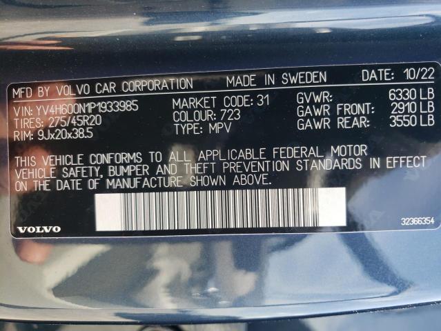 2023 VOLVO XC90 PLUS YV4H600N1P1933985