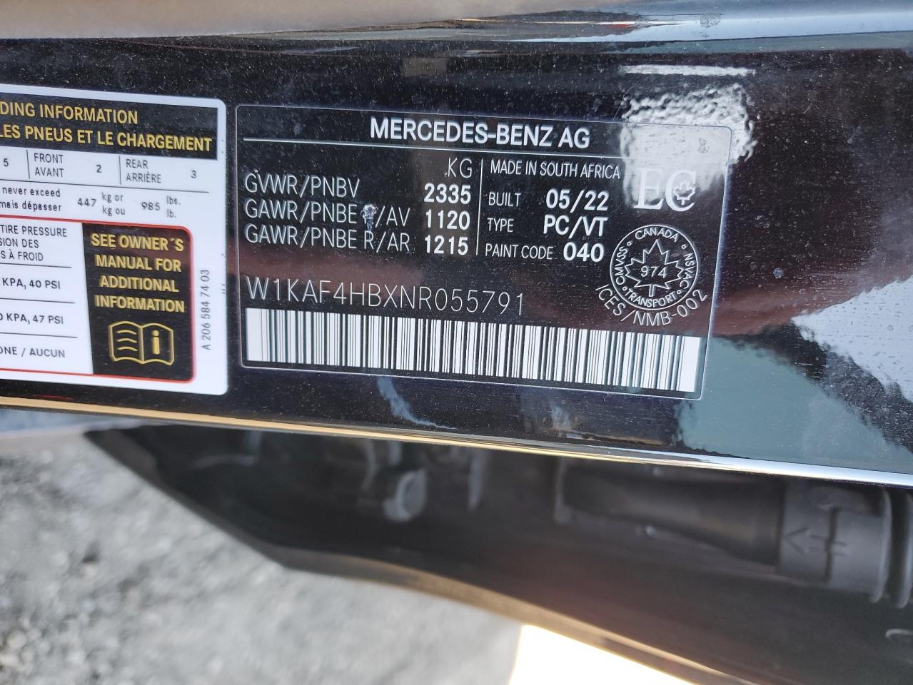 W1KAF4HBXNR055791 2022 Mercedes-Benz C 300 4Matic