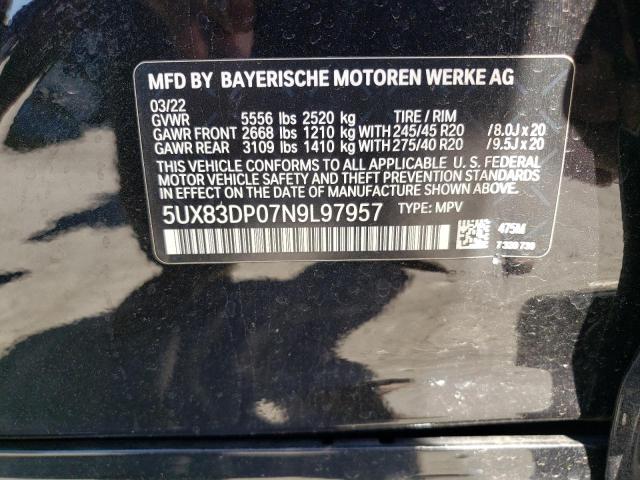 2022 BMW X3 M40I 5UX83DP07N9L97957