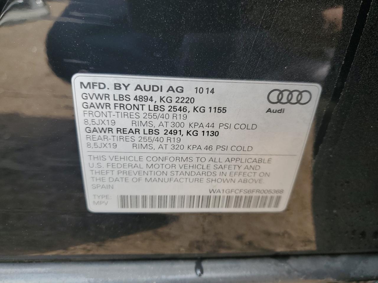 WA1GFCFS6FR005368 2015 Audi Q3 Prestige