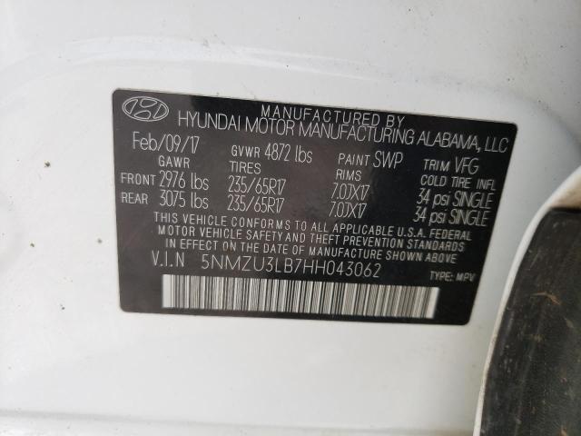 2017 Hyundai Santa Fe Sport VIN: 5NMZU3LB7HH043062 Lot: 51778404