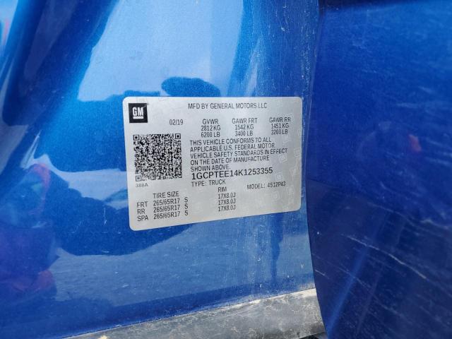 2019 Chevrolet Colorado Zr2 VIN: 1GCPTEE14K1253355 Lot: 51450964