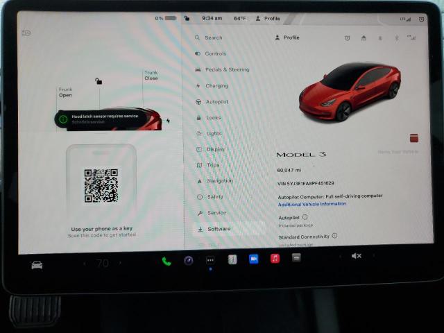 2023 Tesla Model 3 VIN: 5YJ3E1EA8PF451629 Lot: 52912034