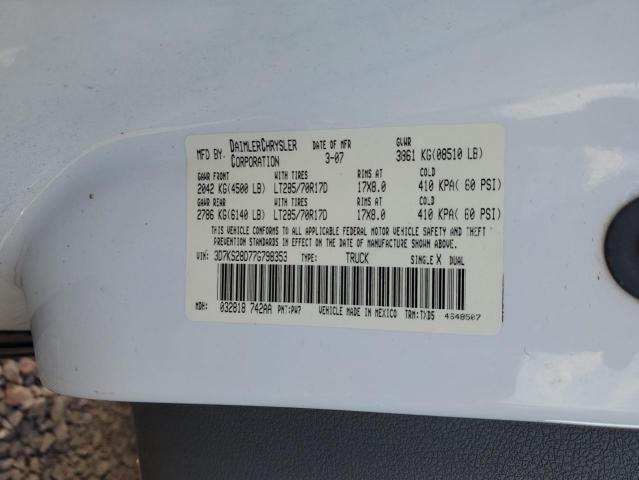 2007 Dodge Ram 2500 St VIN: 3D7KS28D77G798353 Lot: 52392054
