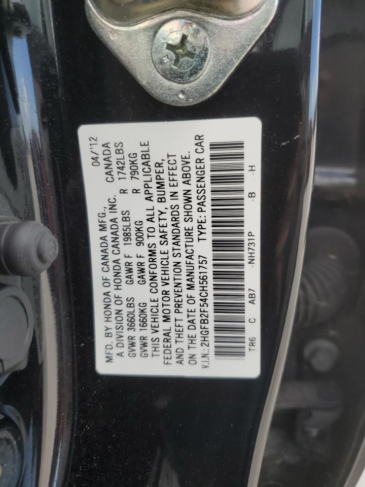 2HGFB2F54CH561757 2012 Honda Civic Lx