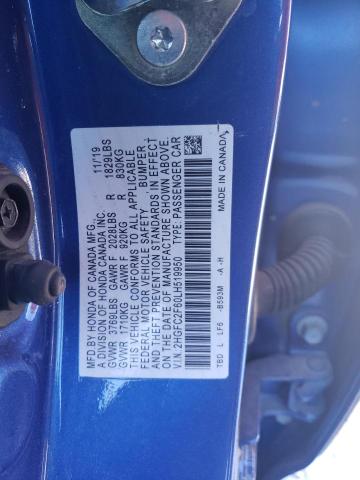 2020 Honda Civic Lx VIN: 2HGFC2F60LH519950 Lot: 49861674