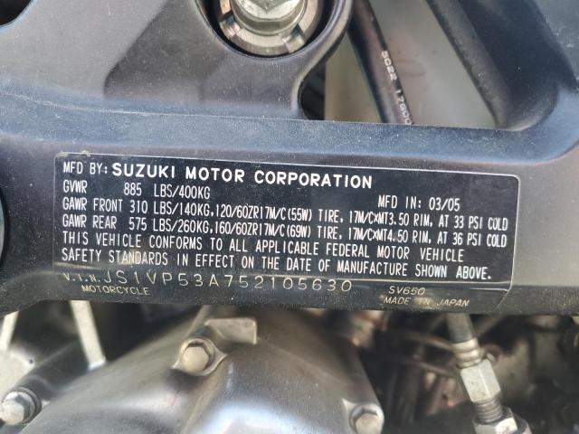 VIN WBXYJ3C32JEJ75722 2005 SUZUKI SV650 no.8