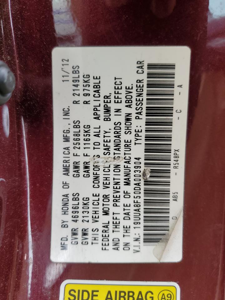 19UUA8F50DA003904 2013 Acura Tl Tech