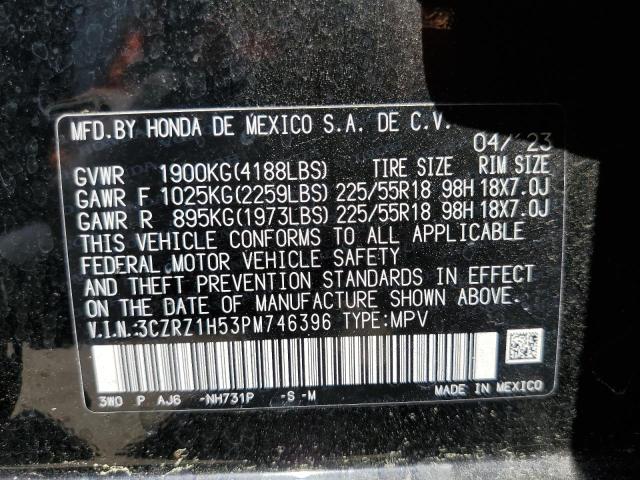 2023 Honda Hr-V Sport VIN: 3CZRZ1H53PM746396 Lot: 52049044