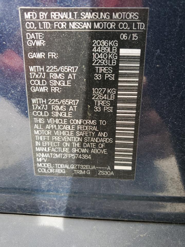 KNMAT2MT2FP574384 2015 Nissan Rogue S